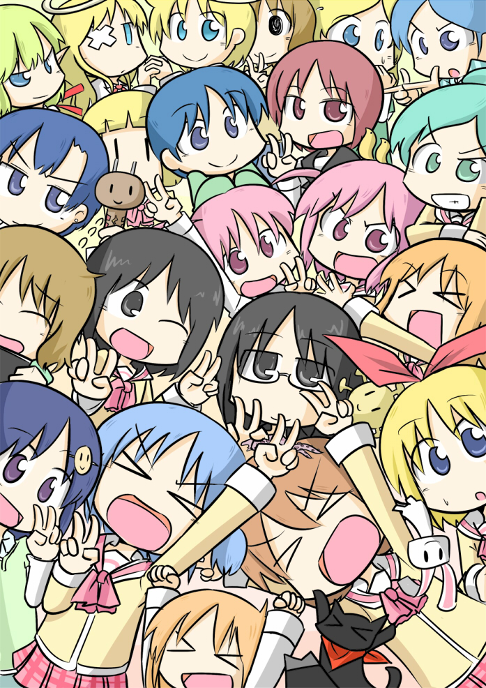 >_<, aioi_yuuko, annaka_haruna, closed_eyes, everyone, minakami_mai, naganohara_mio, nakanojou_tsuyoshi