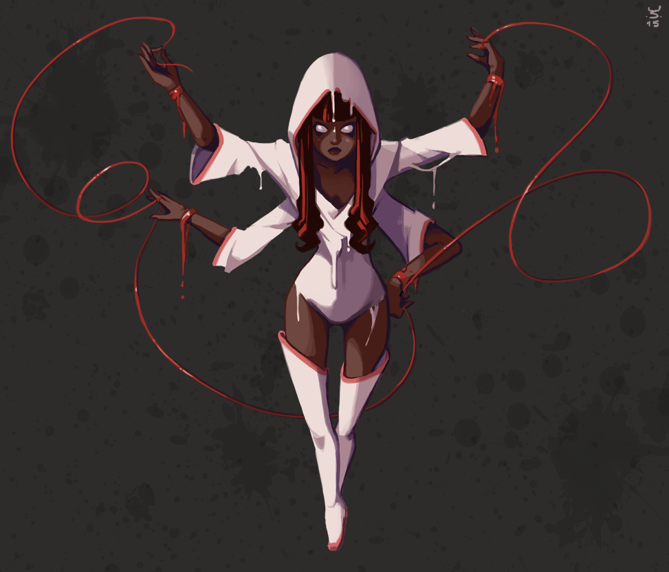 1girl, bangs, black_hair, black_skin, boots, commentary, dissolving_clothes, extra_arms