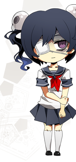 chibi, cute, eyepatch, school_uniform, skull, supana_churu_(yandere_simulator), yandere_simulator