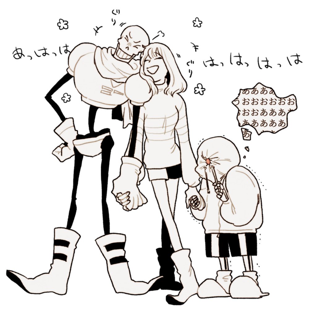 >_<, 1girl, 2boys, :d, aged_up, blush, boots, closed_eyes