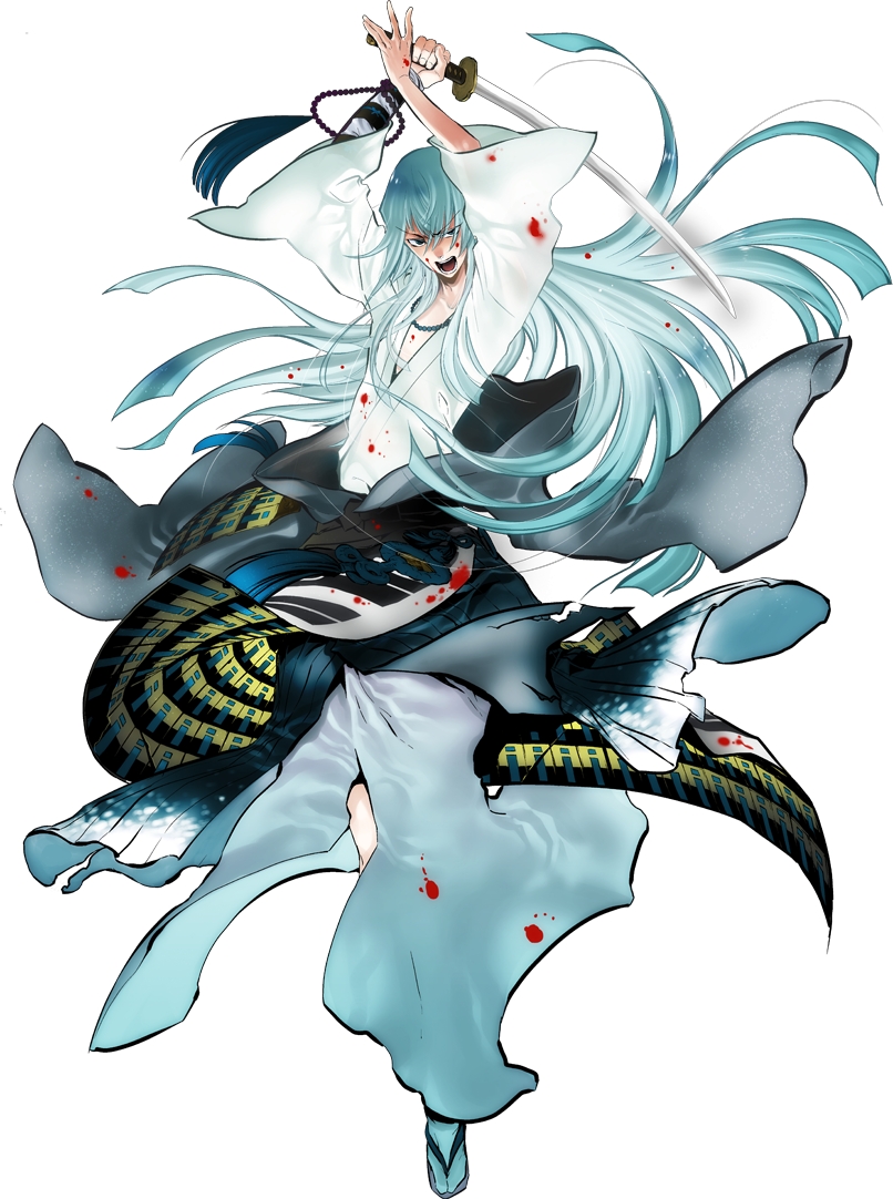 1boy, armor, beads, blood, blood_on_face, bloody_clothes, blue_eyes, blue_hair