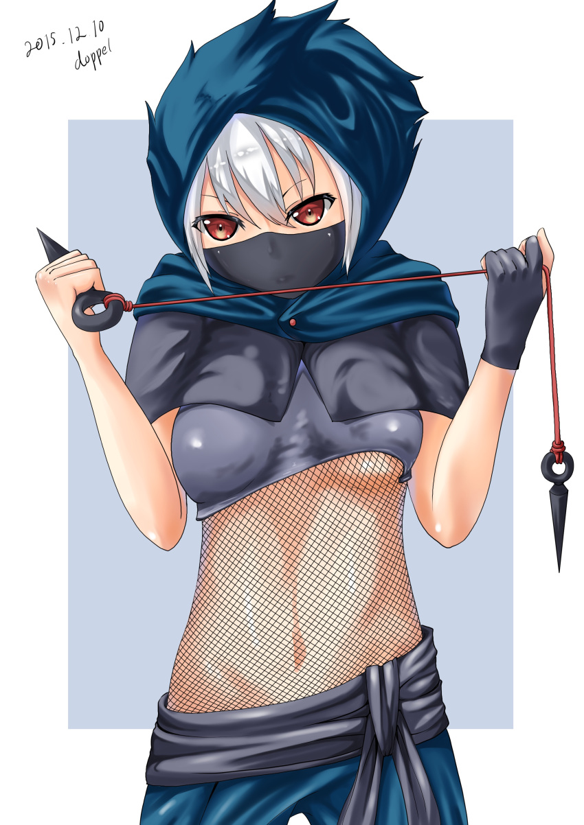 1girl, 2015, absurdres, breasts, capelet, cloak, dated, fingerless_gloves