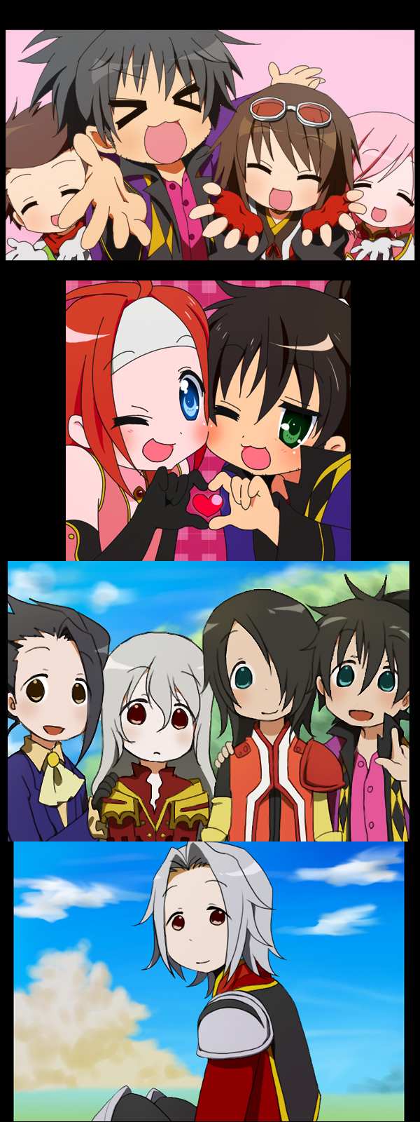 >_<, 6+boys, alexei_(tales_of_vesperia), armor, black_hair, blue_eyes, brown_eyes, brown_hair