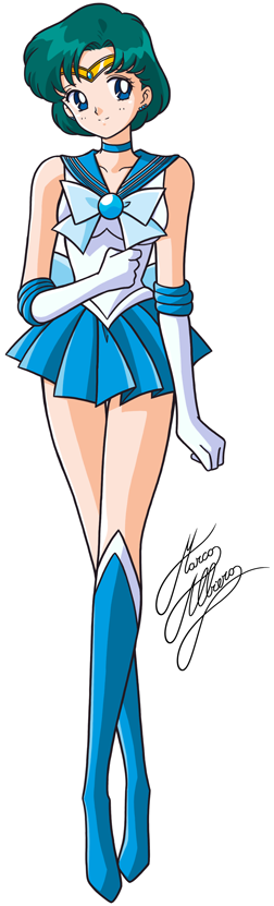 1girl, bishoujo_senshi_sailor_moon, blue_boots, blue_bow, blue_eyes, blue_hair, blue_skirt, boots