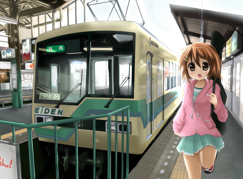 brown_hair, guitar_case, highres, hirasawa_yui, hoodie, instrument_case, k-on!, karaage3