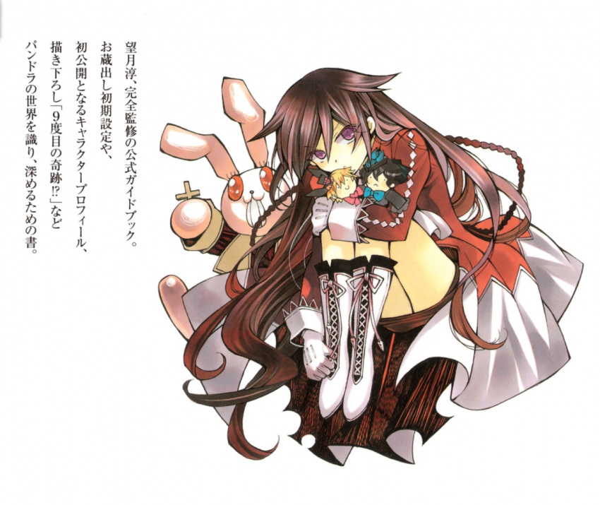 alice_(pandora_hearts), boots, braid, brown_hair, cross-laced_footwear, gloves, lace-up_boots, lace_up_boots