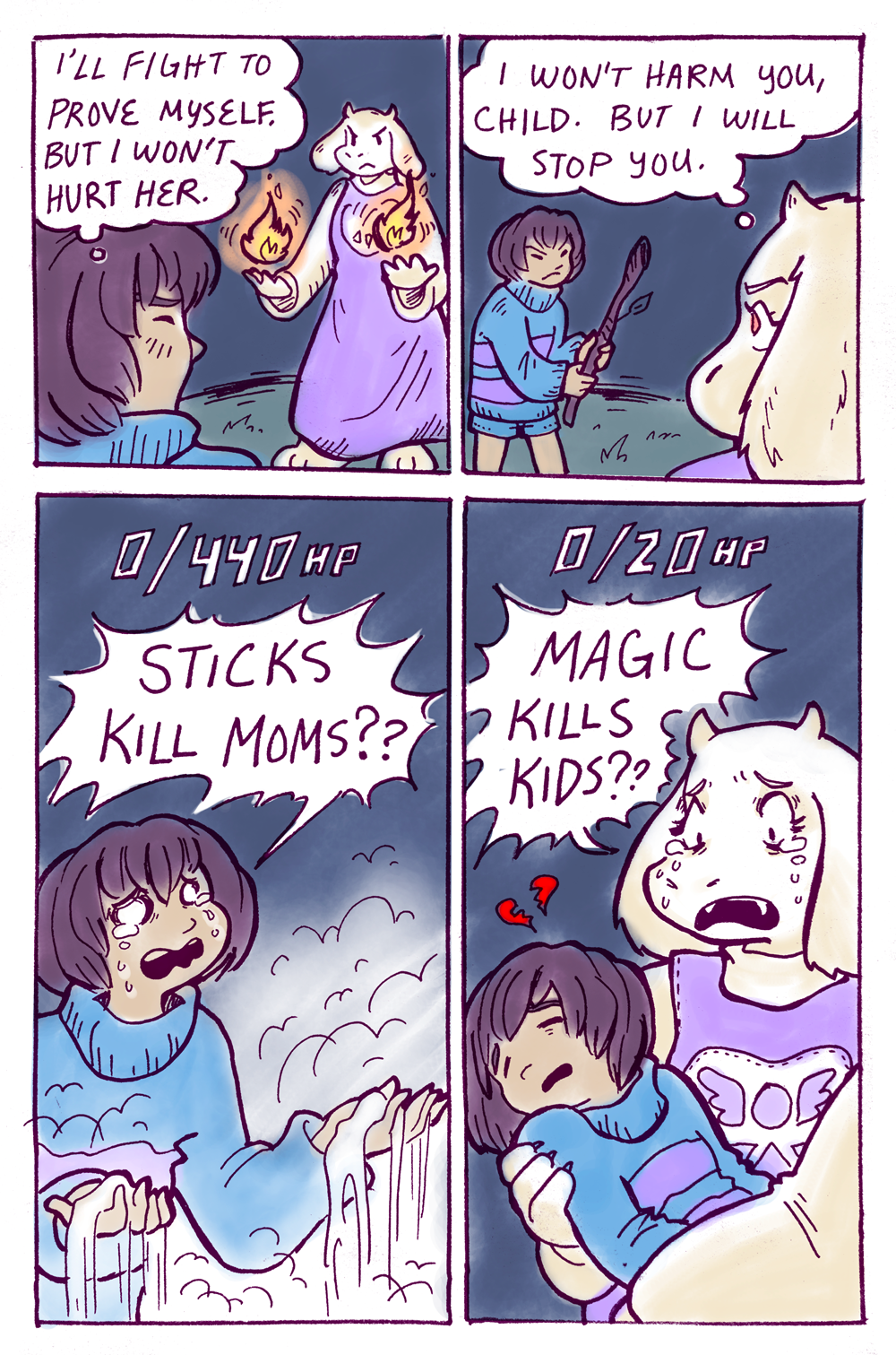 1girl, 4koma, androgynous, bad_end, comic, commentary, death, dust