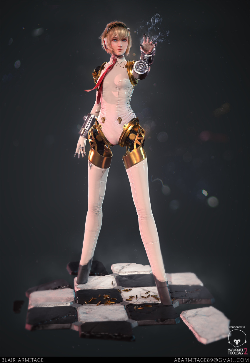 1girl, 3d, aegis, aegis_(persona), android, artist_name, blair_armitage, blonde_hair