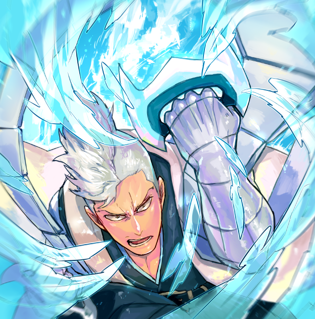 1boy, bankai, bleach, gloves, j4hn, muguruma_kensei, open_mouth, solo