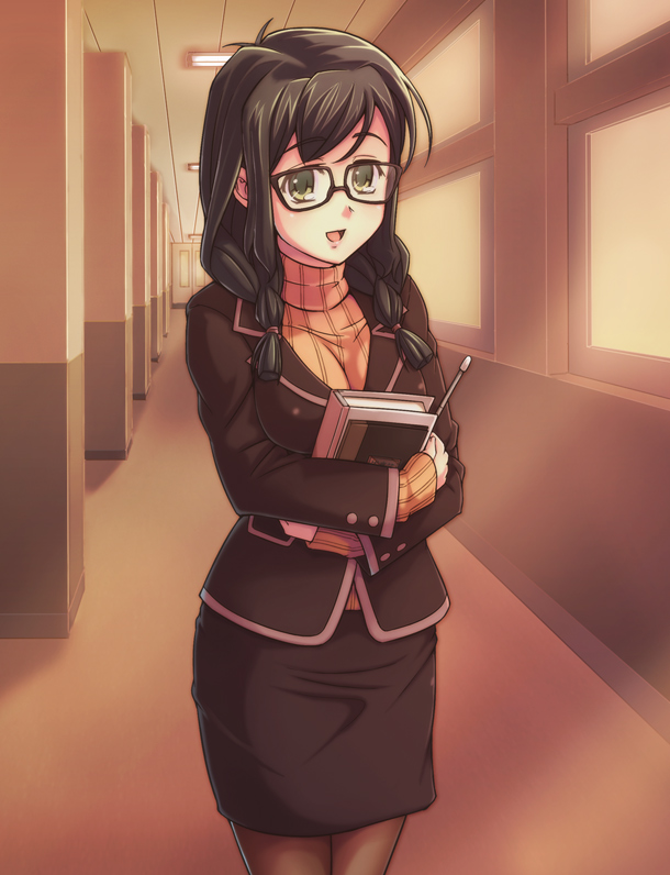 braid, e20, formal, glasses, green_eyes, houzumi_kaede, miniskirt, original