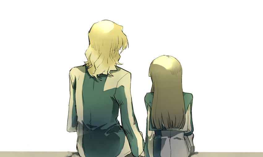 1boy, 1girl, black_hair, brown_hair, cropped_jacket, from_behind, hazama_shouko, highres