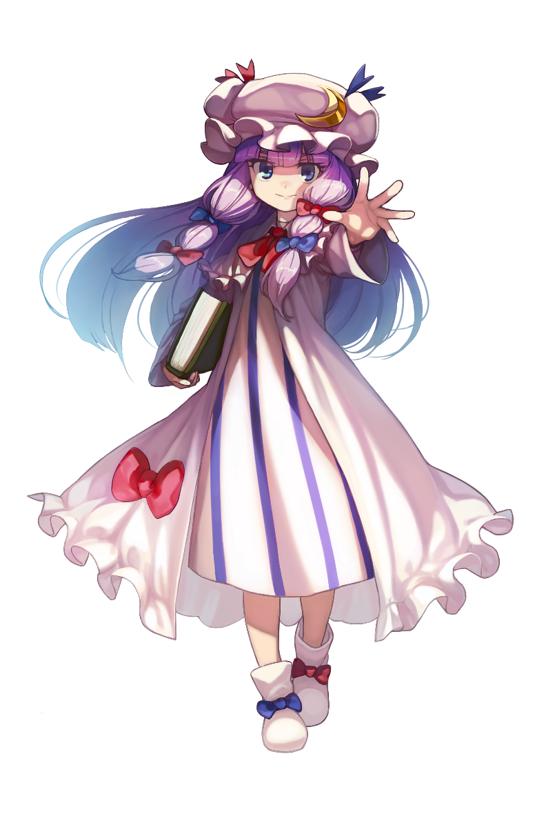 1girl, blue_eyes, book, boots, capelet, crescent, dress, full_body