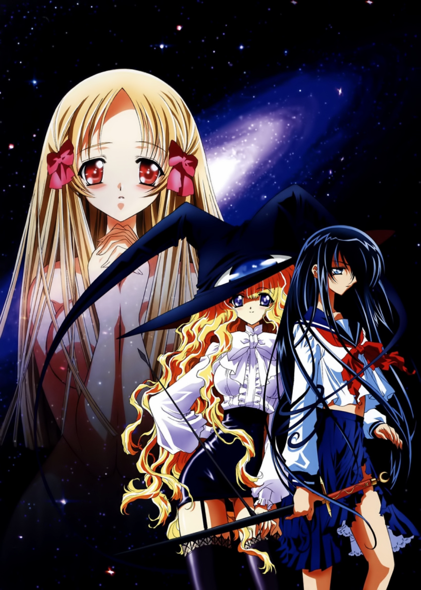 highres, official_art, slip_showing, yami_to_boushi_to_hon_no_tabibito, yuri