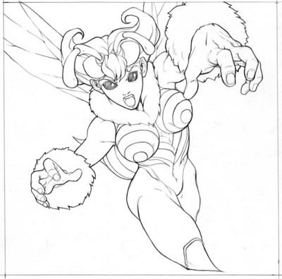 black_eyes, bw, capcom, darkstalkers, halftone, monster_girl, perspective, q-bee