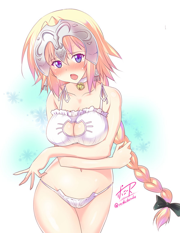 1girl, bare_shoulders, bell, bell_choker, blonde_hair, blue_eyes, blush, bow