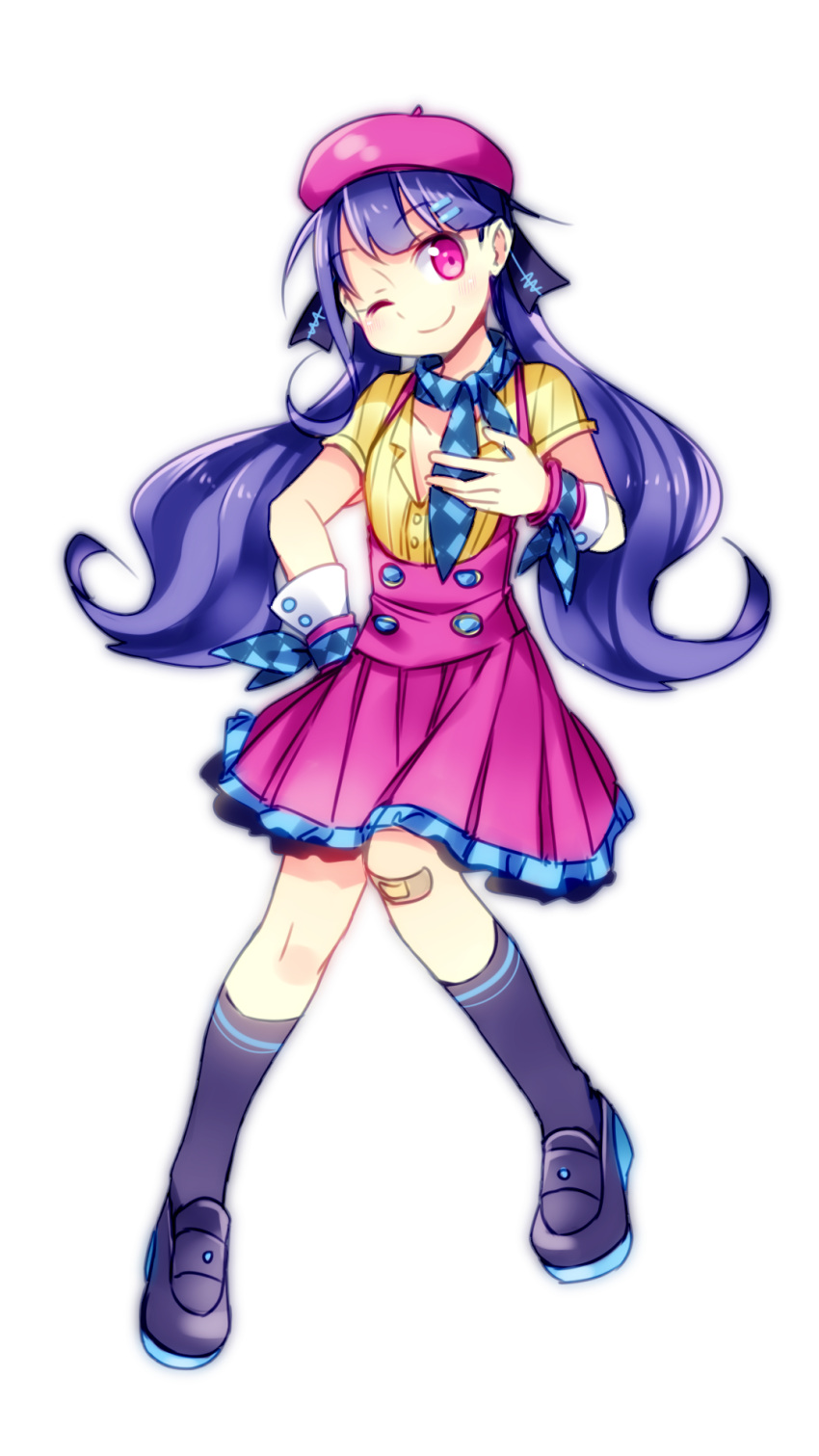 1girl, hair_ornament, haru.jpg, hat, highres, long_hair, purple_hair, vocaloid