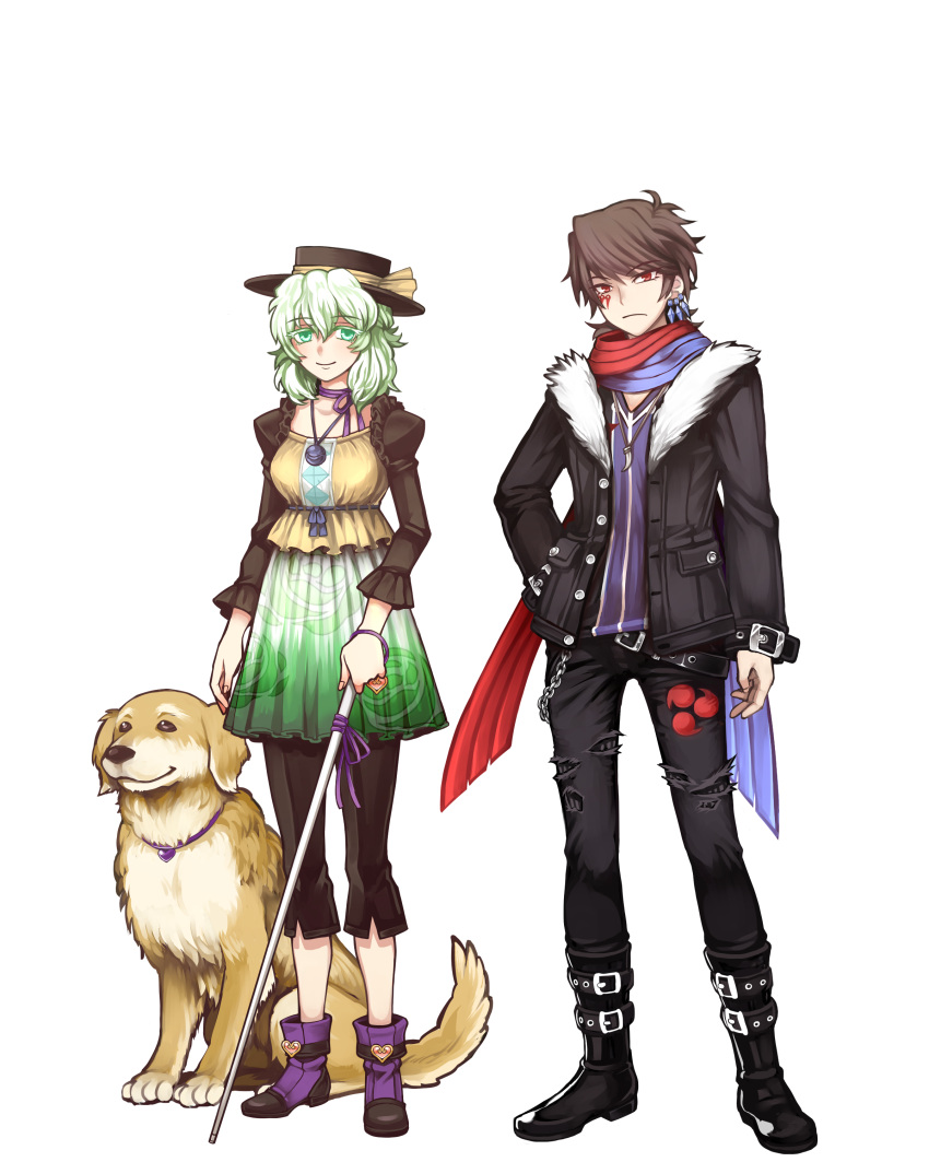 1boy, 1girl, absurdres, adapted_costume, alternate_costume, amaguri_(2niso2), belt, black_hair