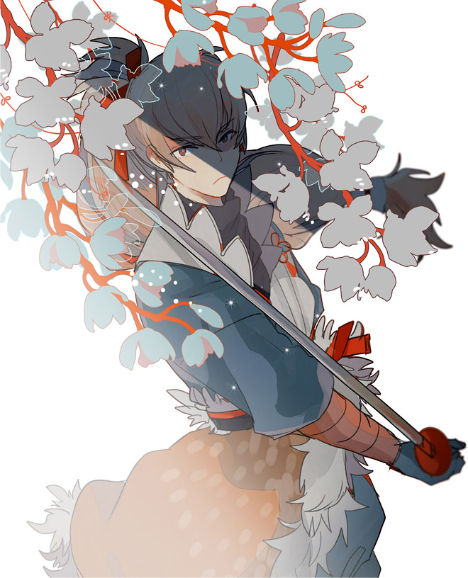 1boy, 2am2, brown_eyes, fire_emblem, fire_emblem_fates, flower, gloves, grey_hair