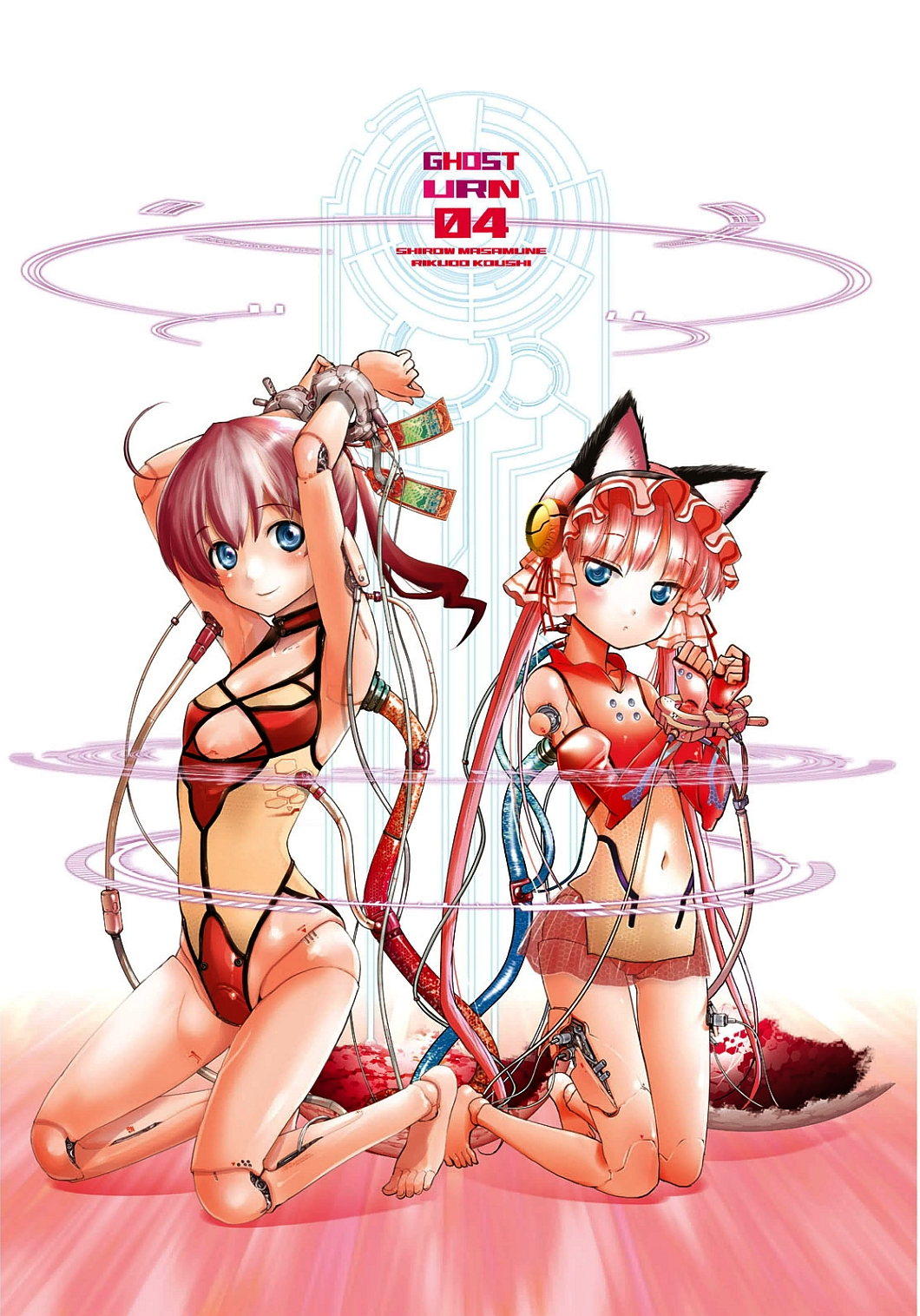 2girls, animal_ears, artist_name, bdsm, cable, cat_ears, clarion, cuffs