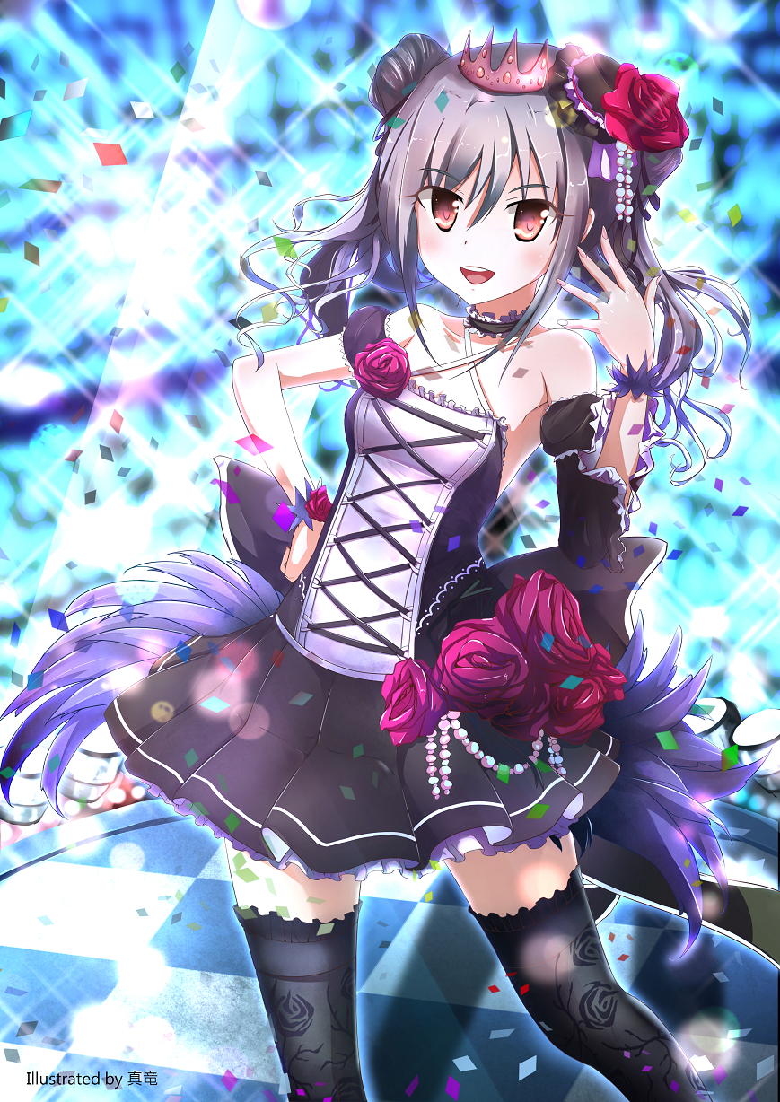 1girl, drill_hair, flower, gothic_lolita, highres, idolmaster, idolmaster_cinderella_girls, kanzaki_ranko