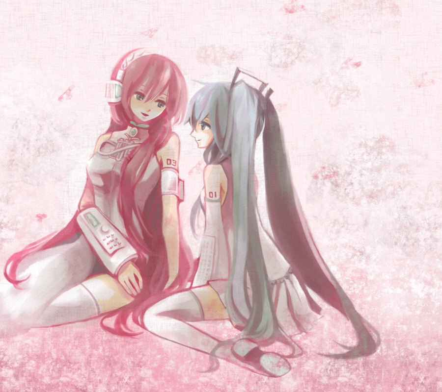 aqua_eyes, aqua_hair, bad_id, detached_sleeves, hatsune_miku, headphones, long_hair, megurine_luka