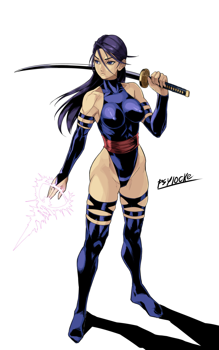 absurdres, armband, baka_guruo, bridal_gauntlets, character_name, expressionless, full_body, highleg