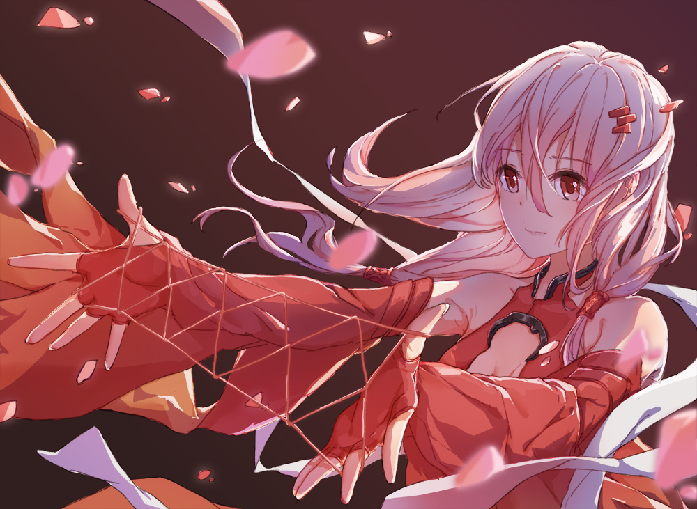 1girl, bare_shoulders, breasts, cat's_cradle, catin, center_opening, cleavage, detached_sleeves