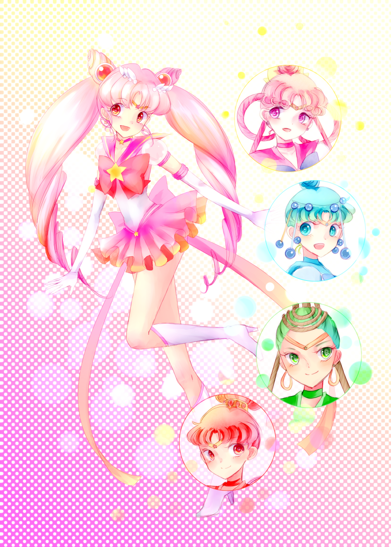 5girls, bishoujo_senshi_sailor_moon, blue_eyes, blue_hair, boots, bow, brooch, cerecere_(sailor_moon)