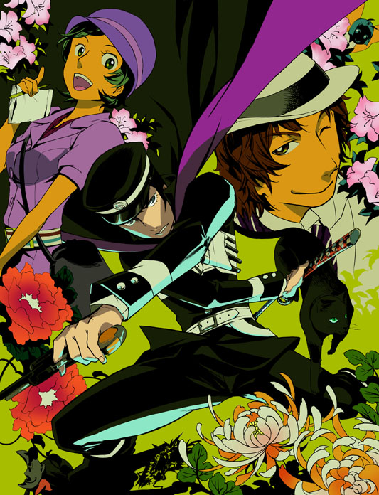 belt, black_hair, cape, cat, devil_summoner, duplicate, flower, gakuran