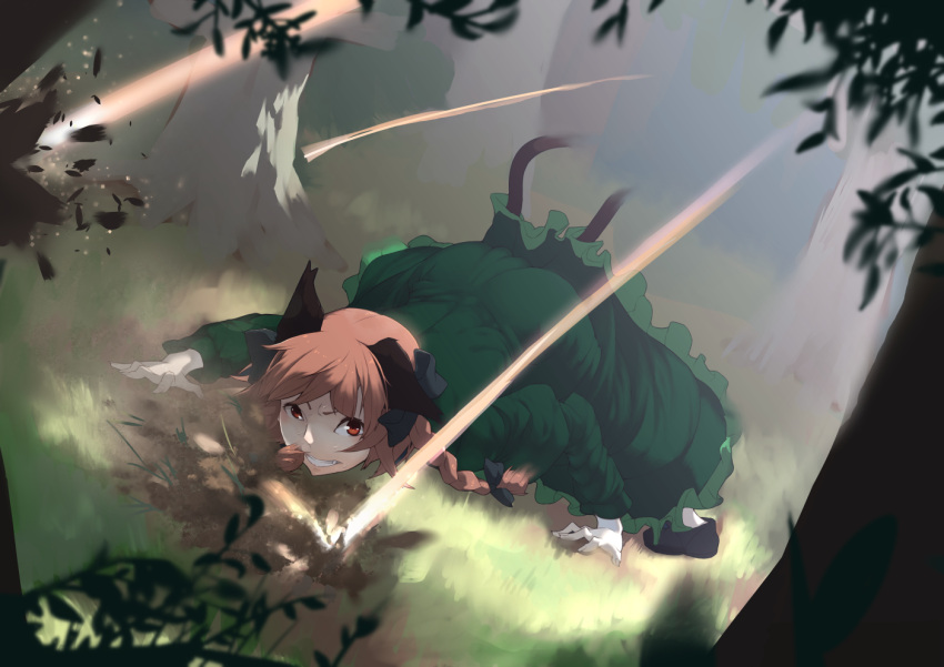 1girl, action, all_fours, animal_ears, ass, back, black_shoes, blurry