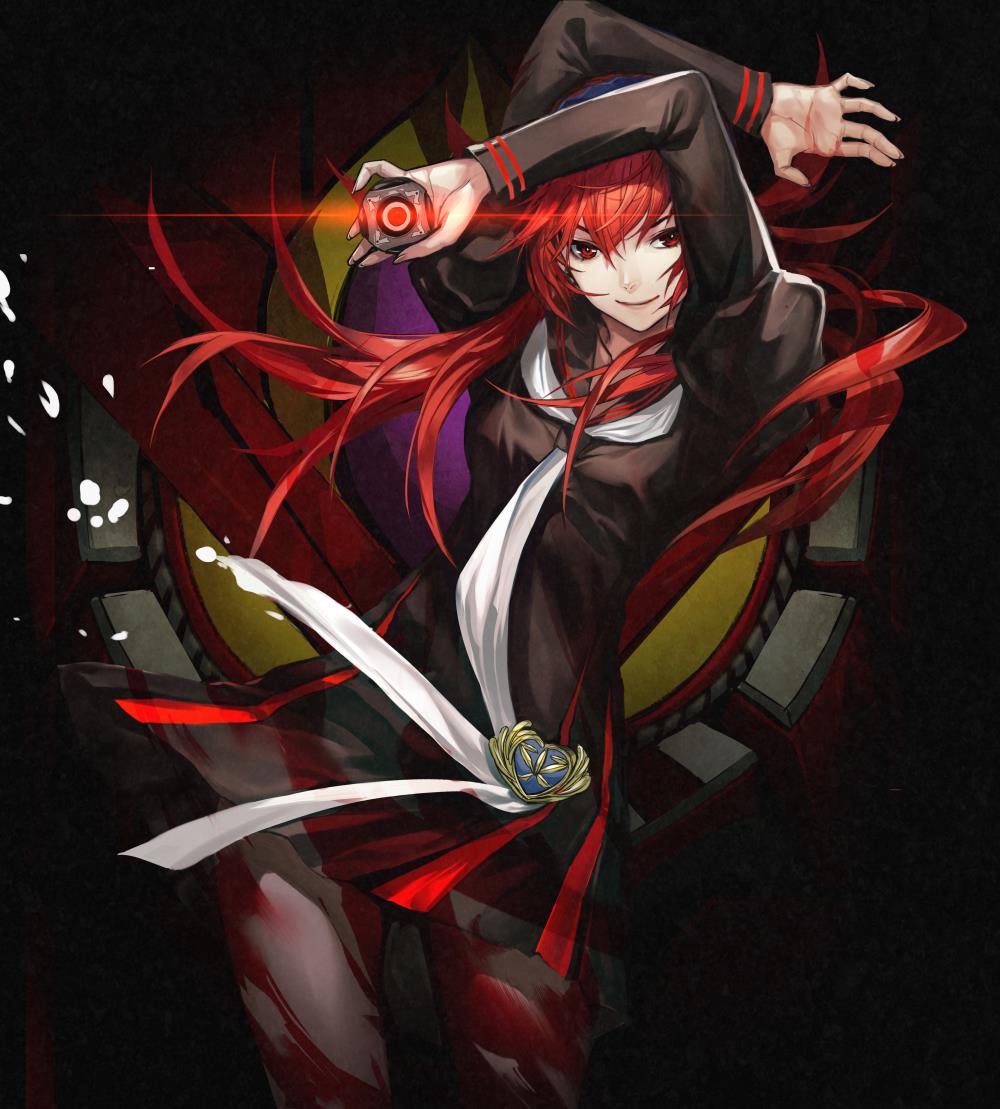 1girl, arms_up, bangs, banryuu_reoko, black_dress, bubuki_buranki, closed_mouth, cowboy_shot