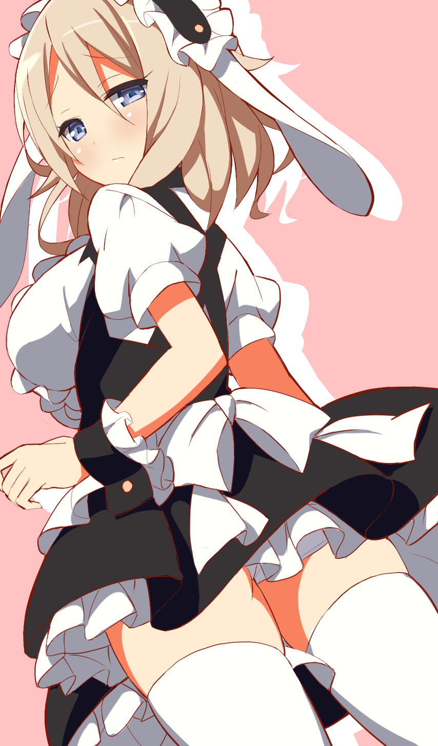1girl, 9law, animal_ears, aoyama_blue_mountain, blue_eyes, brown_hair, dress, employee_uniform