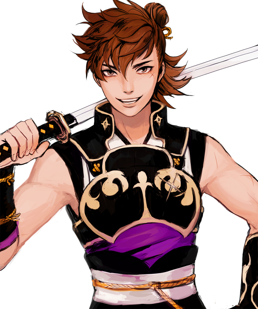 1boy, armor, brown_eyes, brown_hair, fire_emblem, fire_emblem_if, highres, hinata_(fire_emblem_if)