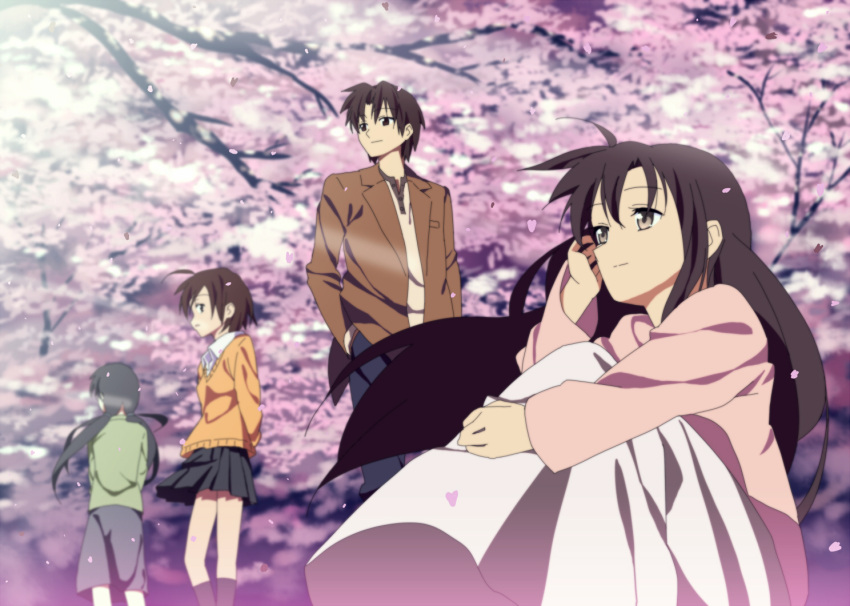 5_centimeters_per_second, byousoku_5_centimetre, character_request, cherry_blossoms, nagareboshi, shinohara_akari, sumita_kanae, toono_takaki
