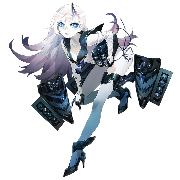 blue_eyes, criin_(659503), dress, glowing, glowing_eyes, kantai_collection, long_hair, machinery