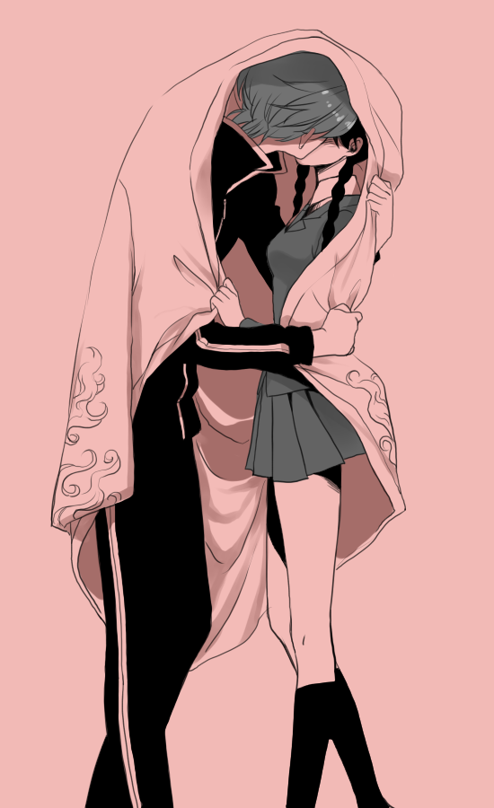 1boy, 1girl, braid, couple, haori, hetero, japanese_clothes, kiss