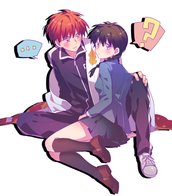 ..., 1boy, 1girl, ?, braid, enoch_(enoch0501), haori, japanese_clothes