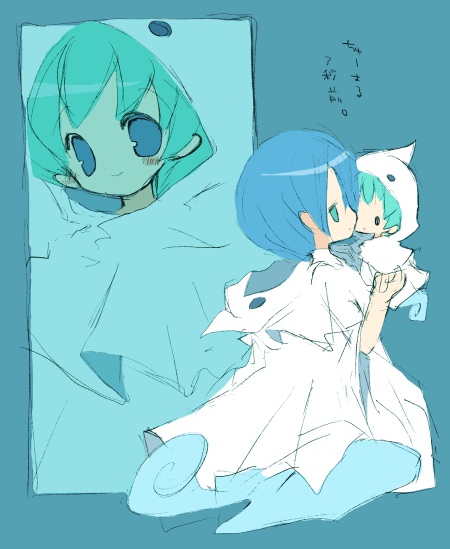 blue_eyes, blue_hair, green_eyes, green_hair, puyopuyo, puyopuyo_fever, ramune_(ramu33), rei-kun