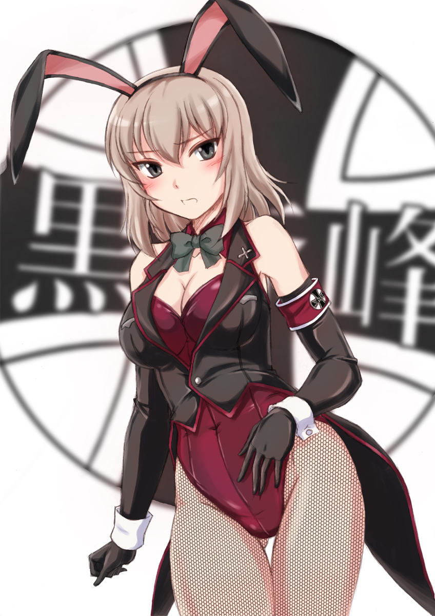 1girl, animal_ears, black_eyes, bow, bowtie, bunny_tail, bunnysuit, detached_collar