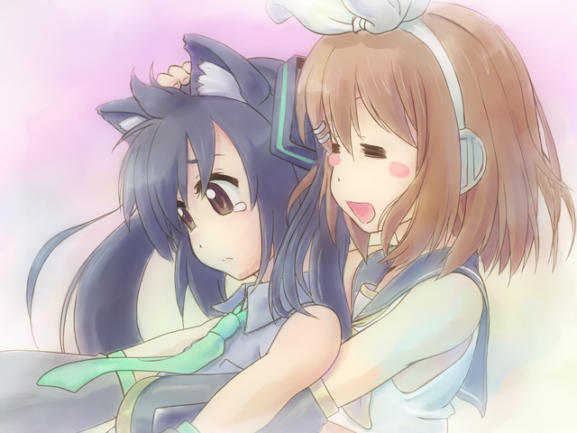 640x480, animal_ears, blush, caryo, cat_ears, cosplay, hatsune_miku, hatsune_miku_(cosplay), hirasawa_yui, k-on!, kagamine_rin, kagamine_rin_(cosplay), multiple_girls, nakano_azusa, tam2, vocaloid