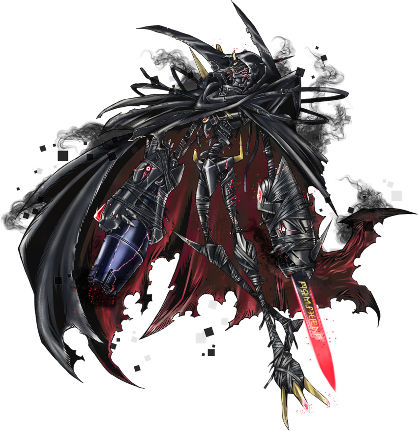 arm_cannon, aura, black_armor, cape, claws, digimoji, digimon, digimon_world_-next_0rder-