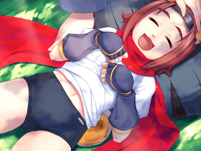 1girl, animal_ears, arcana_heart, brown_hair, buruma, dog_ears, dog_tail, drooling