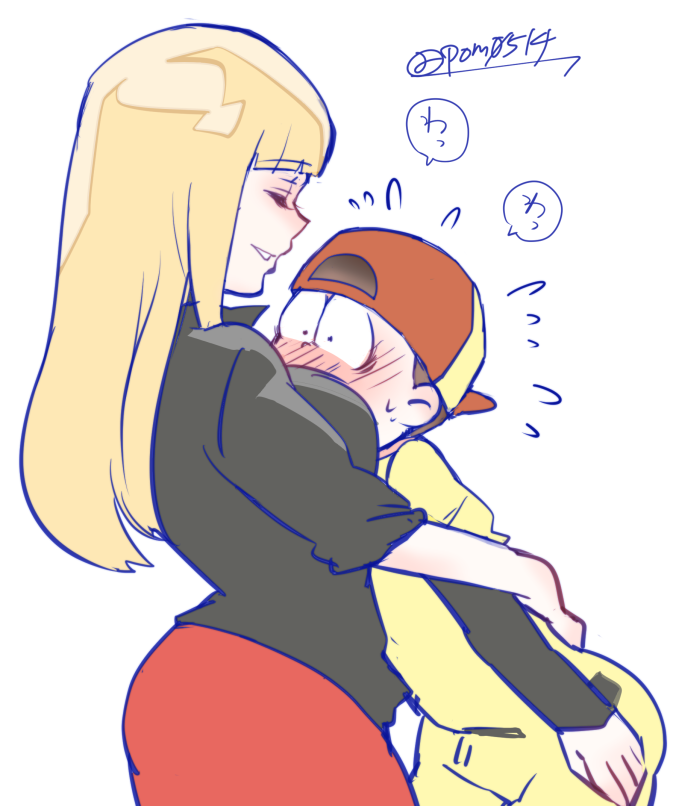 1boy, 1girl, backwards_hat, bangs, baseball_cap, baseball_uniform, between_breasts, blonde_hair