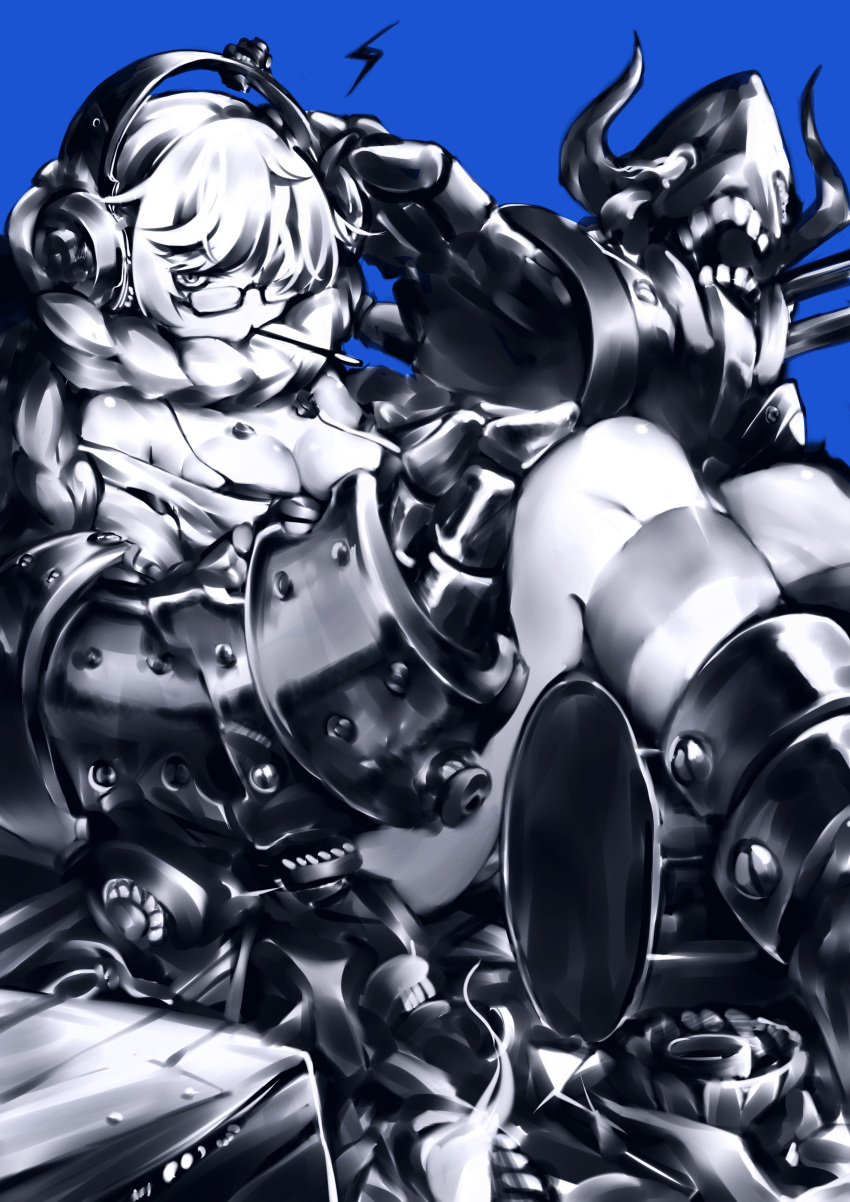 1girl, absurdres, bangs, black_bra, bra, bra_strap, braid, gauntlets