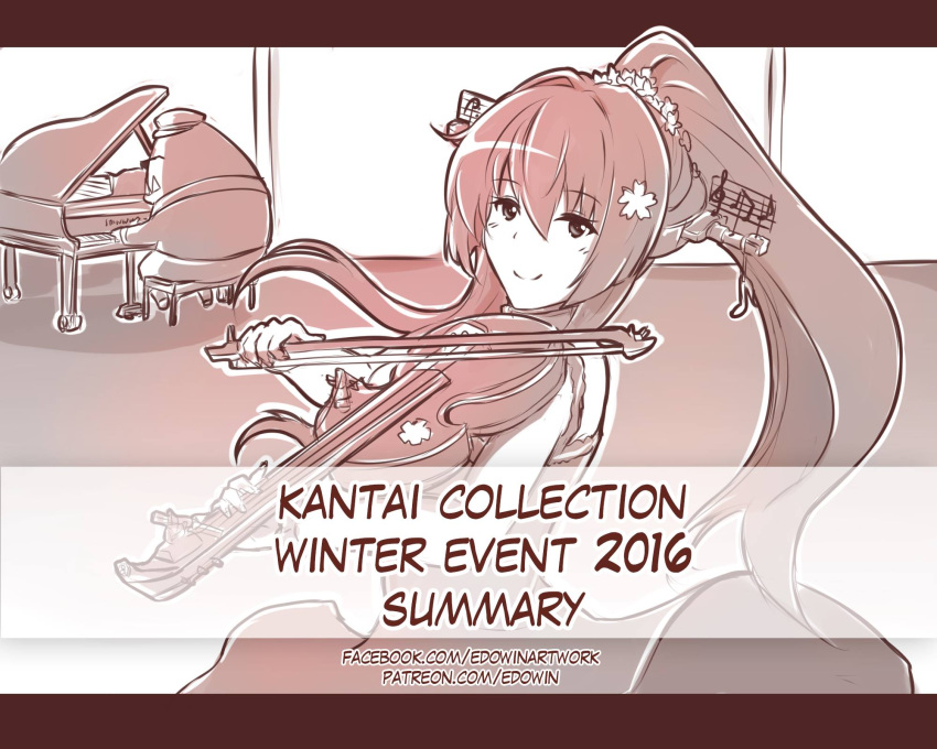 1girl, alternate_costume, edwin_(cyberdark_impacts), highres, instrument, kantai_collection, violin, yamato_(kantai_collection)