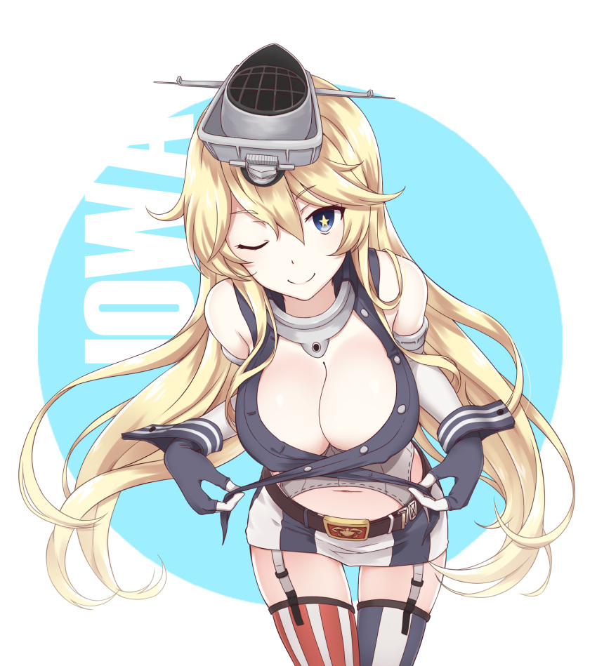 1girl, 47_(479992103), blonde_hair, blue_eyes, breasts, highres, iowa_(kantai_collection), kantai_collection