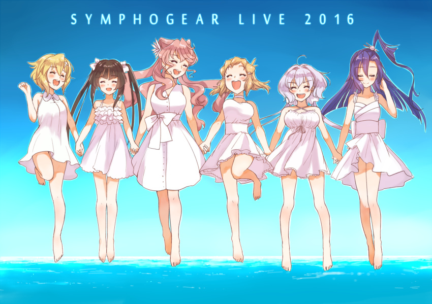 6+girls, akatsuki_kirika, amou_kanade, black_hair, blonde_hair, blue_eyes, blue_hair, bouncing_breasts