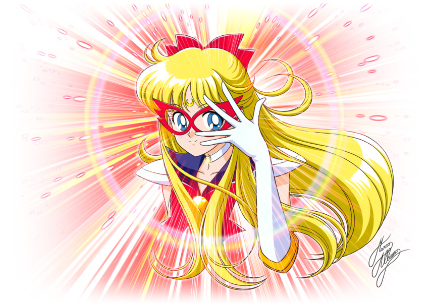 1girl, aino_minako, bishoujo_senshi_sailor_moon, blonde_hair, blue_eyes, bow, choker, crescent