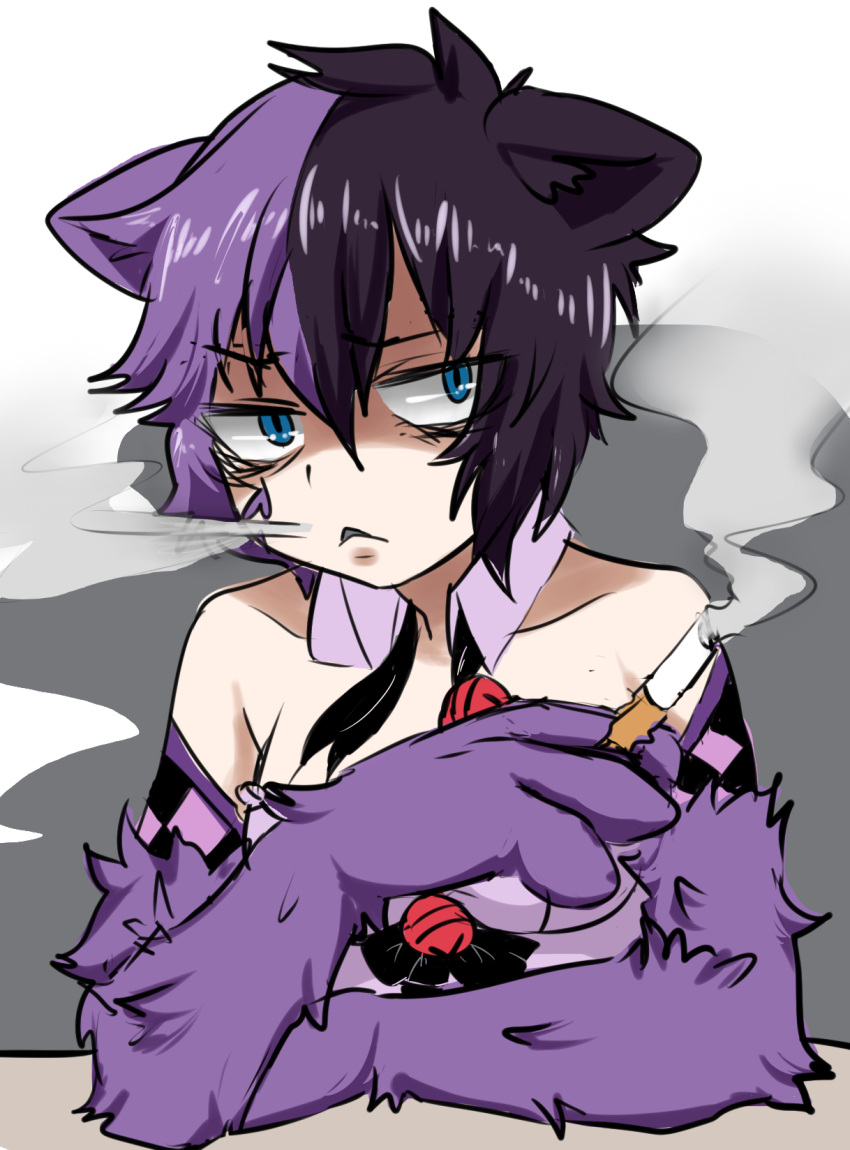 1girl, :<, animal_ears, argyle, argyle_gloves, artist_request, bare_shoulders, bell