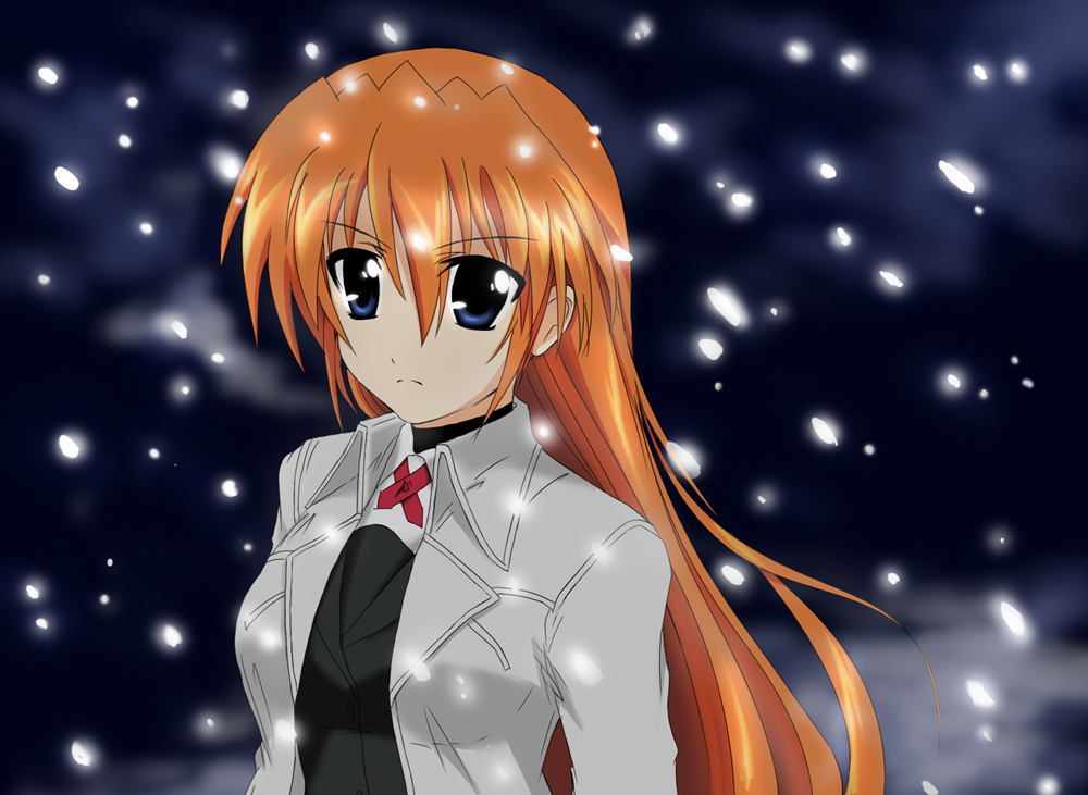 long_hair, mahou_shoujo_lyrical_nanoha, mahou_shoujo_lyrical_nanoha_strikers, snow, teana_lanster, wakipiyo, wakita_piyosuke